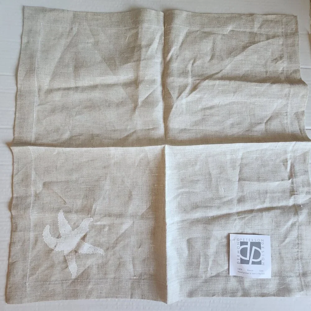 Dermond Peterson Design Russian Linen Hand Printed & Sewn Dinner Table Napkins 5